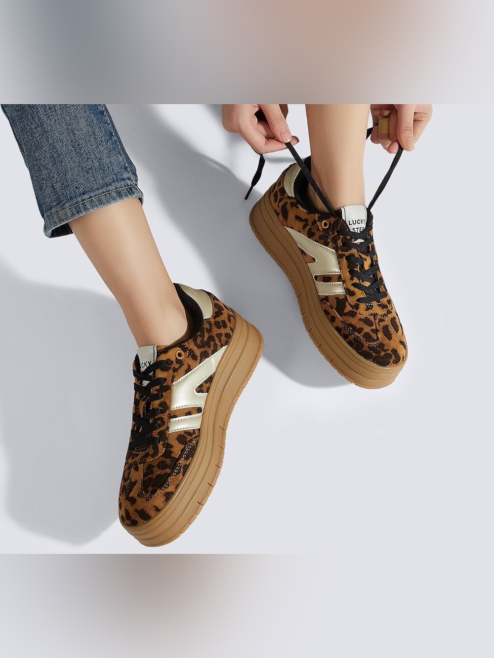 Lucky Step Leopard Platform Sneakers Sz 7 BNWOB - Picture 9 of 11